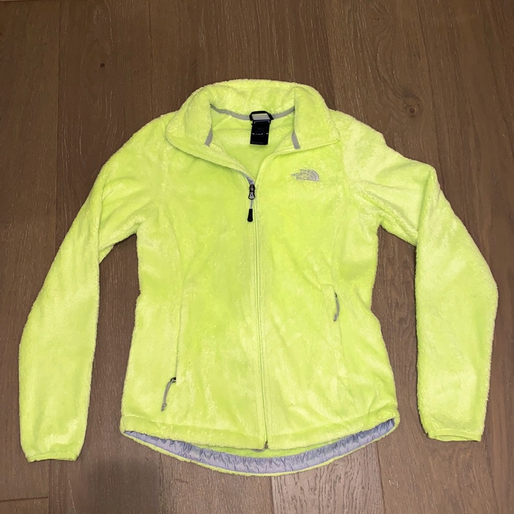 Womens neon yellow North Face fleece jacket size xs